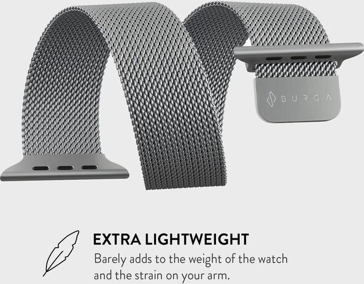Actual product image Burga Apple Watch Band Metal Mesh Silver 38mm / 40mm / 41mm (Milanaise RVS vlechtwerk)