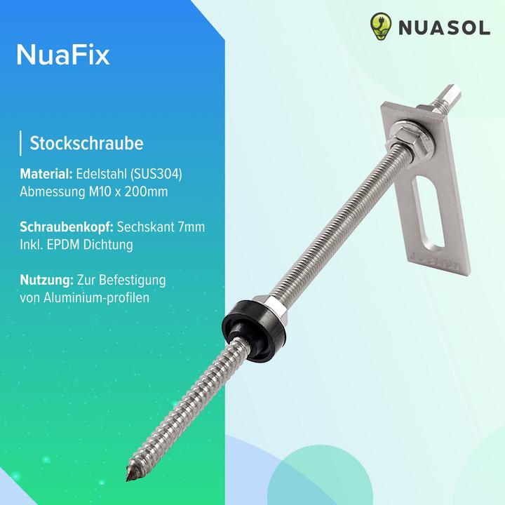 Produktbild Nuasol Stockschraube mit Adapterblech (Solaranlage Montagematerial)