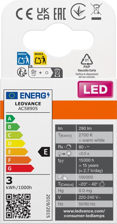 Energie-Label Osram Led Pin (G9, 2.60 W, 290 lm, 1 x, E)
