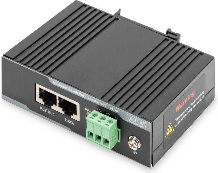 Produktbild Digitus Industriellerl Gigabit PoE+ Injektor 802.3 af/at 60W Ausgangsleistung Hutschiene und Wanmontage -... (802.3at (PoE+), 60 W)