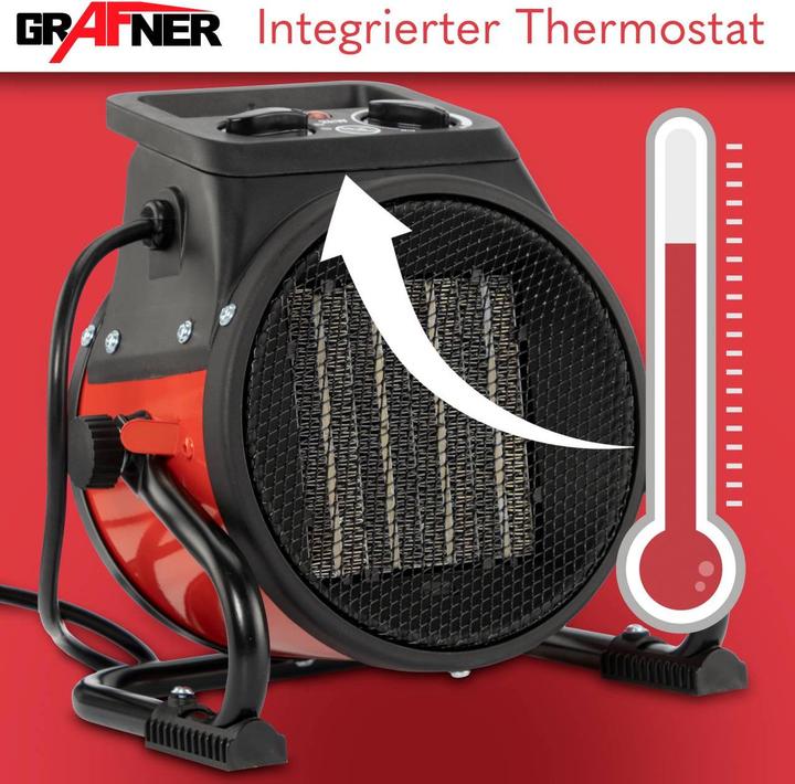 Produktbild Grafner Elektroheizer Heizlüfter Bauheizer 2000 Watt Heizstrahler EH10933 (2000 W)