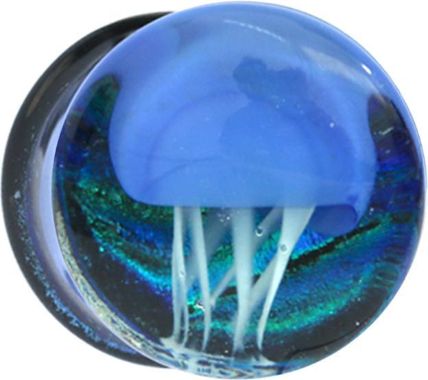 Star Piercing Flared Plug transparent Qualle aus Glas (ohne Messing, Glas)