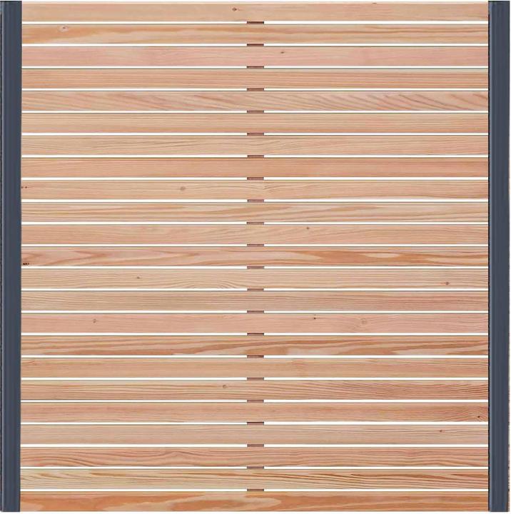 Produktbild Rhombus-Sichtschutzzaun Lärche | 5x Elemente (180x180cm) & 6x Alu-Pfosten (7x7x235cm)