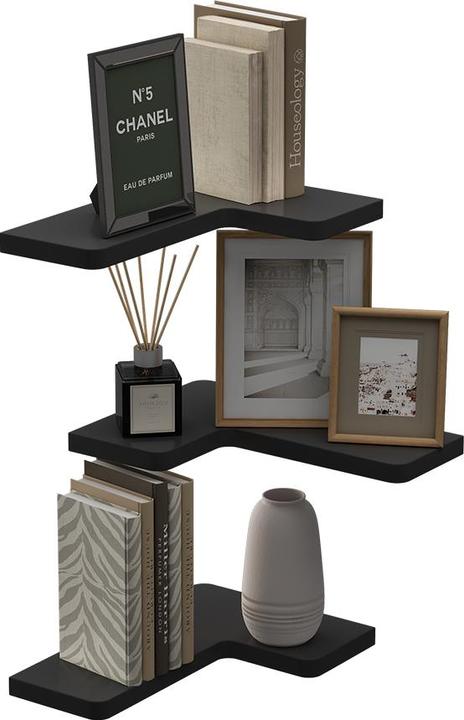 Immagine prodotto Vichy Eckregal Curva, Schwarz, 40.5 x 2.5 cm 3er Set
