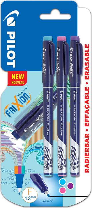 Pilot FriXion Fineliner x3 Fancy (Violett, Rosa, Hellgrün, Dunkelblau, 3 x)