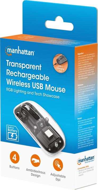 Produktbild Manhattan MH Transparent 4D mouse, Black (Kabellos)