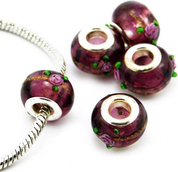 Hermex Glas Bead versilbert 925 - Silbrig Violett (Silber 925, Glas)