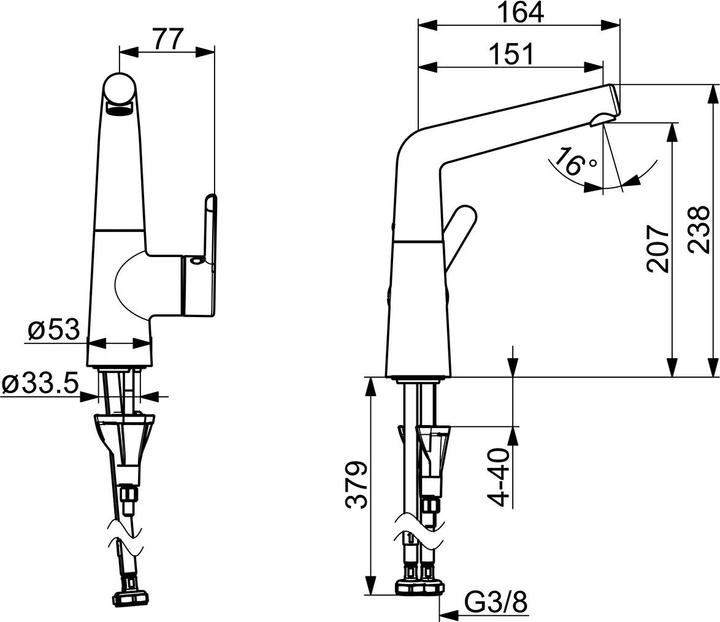 Produktbild Hansa HANSADESIGNO Style Waschtischarmatur, Ausladung 151mm, ohne Ablaufgarnitur, 51492283
