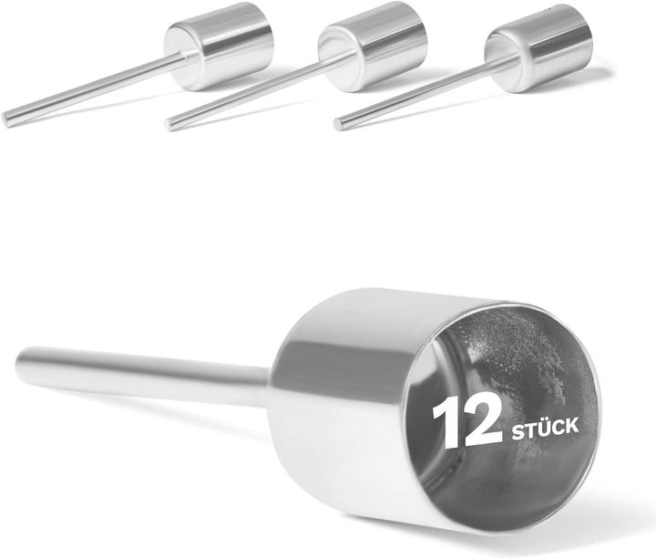 Produktbild Novaliv 12x Stabkerzenhalter silber I Kerzenpick 10 x 2,5 cm Kerzenpin Adventskranzdekoration I