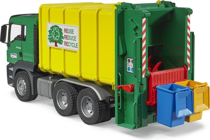 Actual product image Bruder MAN TGS garbage truck rear loader green