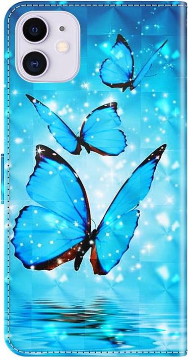 Actual product image Cover-Discount iPhone 13 mini - case glitter effect butterfly blue (Apple iPhone 13 mini)