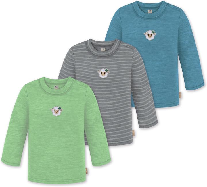 Normani 3er Pack Baby Merino Longsleeve „Taupo" - 9475
