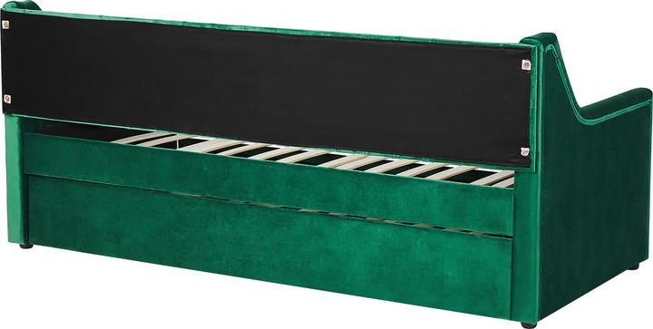 Actual product image Beliani Daybed extendable velvet fabric emerald green slatted frame 90 x 200 cm MONTARGIS (90 x 200 cm)
