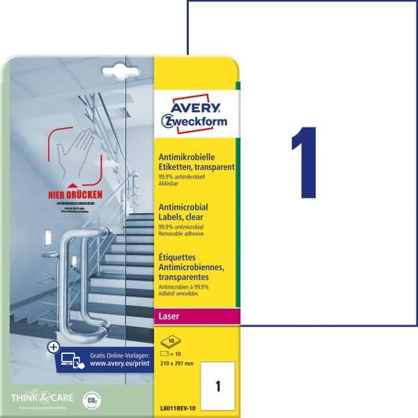 Actual product image Avery Antimicrobial labels, removable, transparent