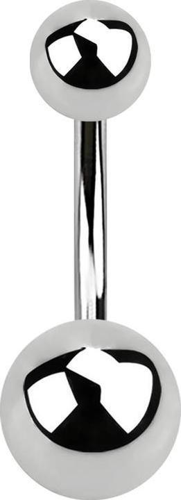 Star Piercing Banane silber mit zwei Kugeln (ohne Messing, Chirurgenstahl 316L)