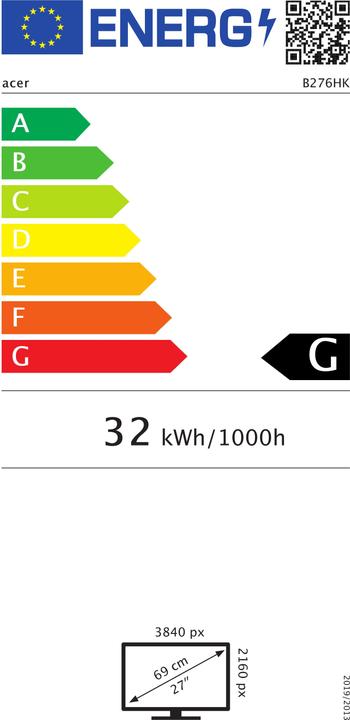 Energie-Label Acer B6 B276HKymjdpprz (3840 x 2160 Pixel, 27")