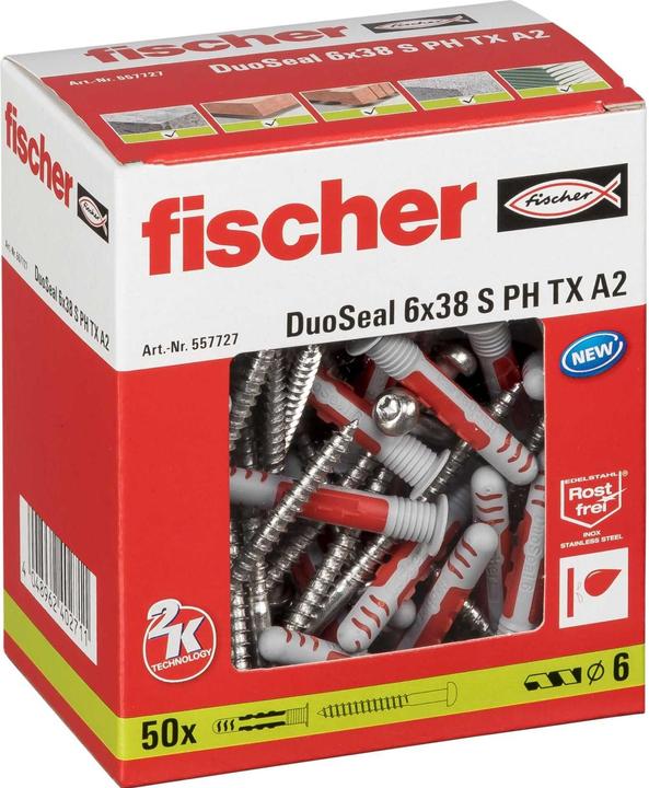 Image du produit Fischer Chevilles à expansion SX 6 x 30 SK carte SB, 15 x vis pour panneaux d'aggloméré 4,5 x 40, 049126 (50 pcs)