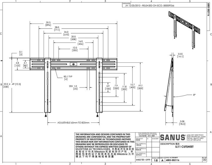 Image du produit Sanus Ll11 (Mur, 80", 68 kg)