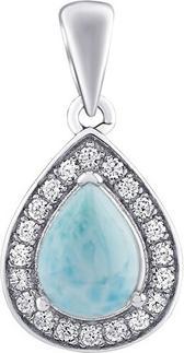 Silvego BRISA Sterling Silver Pendant with Genuine Larimar and Brilliance Zirconia JJJ1141PLR