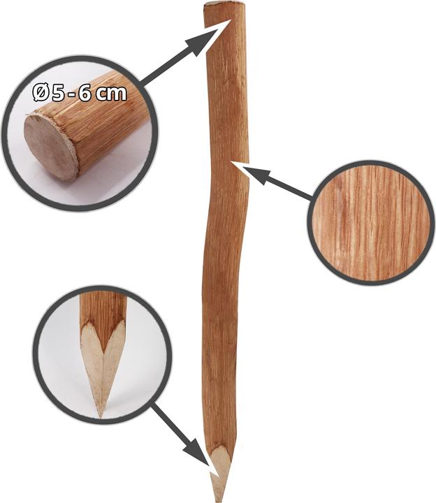 Produktbild Aquagart 5m Komplett Set Staketenzaun 50cm hoch Lattenabstand 4-6cm mit 5 Holzpfosten 1,05m lang & Krampen