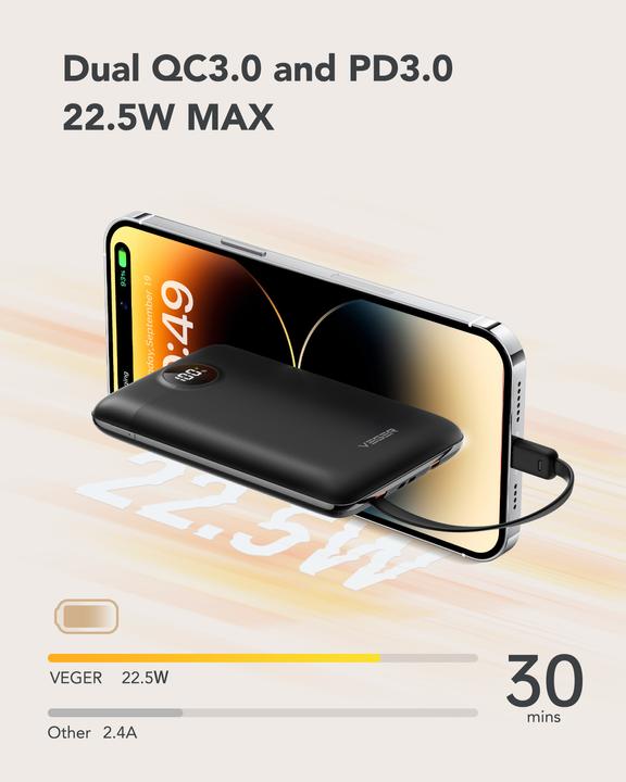 Immagine prodotto Veger C11 (10000 mAh, 22.50 W, 38.50 Wh)