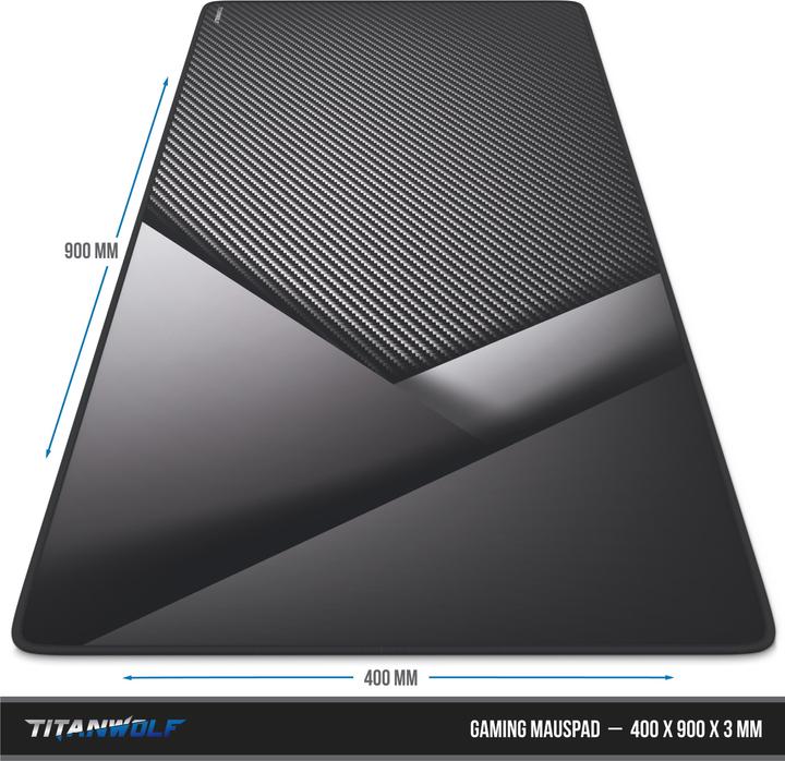 Actual product image Titanwolf Gaming Mouse Pad, 900 x 400mm XXL Mouse Mat, improves precision & speed, Carbon (XXL)