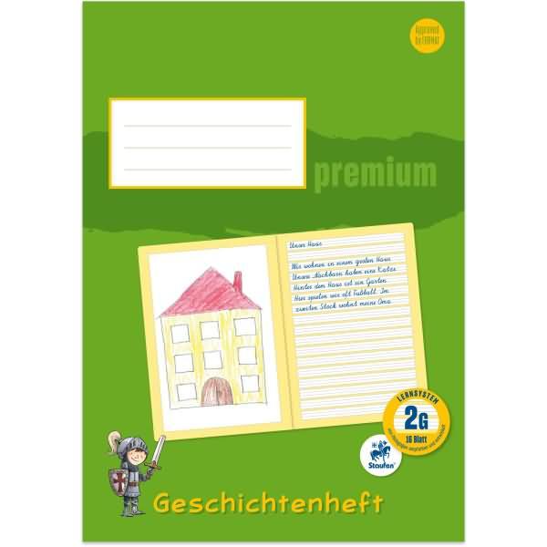 Produktbild Staufen Geschichtenheft Premium Lineatur 2G liniert DIN A4 ohne Rand, 16 Blatt (A4, Blanko, Harter Einband)