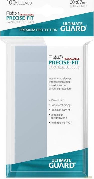 Actual product image Ultimate Guard UGD010312 - Precise-Fit 100 Sleeves Resealable Japanese Size, transparent