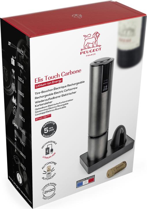 Actual product image Peugeot ELIS TOUCH Electric corkscrew with lithium battery, carbon fibre (Electric corkscrew)