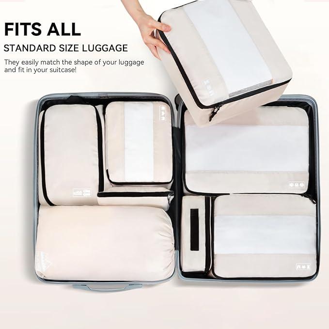 Actual product image Only-Bags.Store Set of 8 packing cubes - High-quality polyester luggage organiser with pockets for laundry
