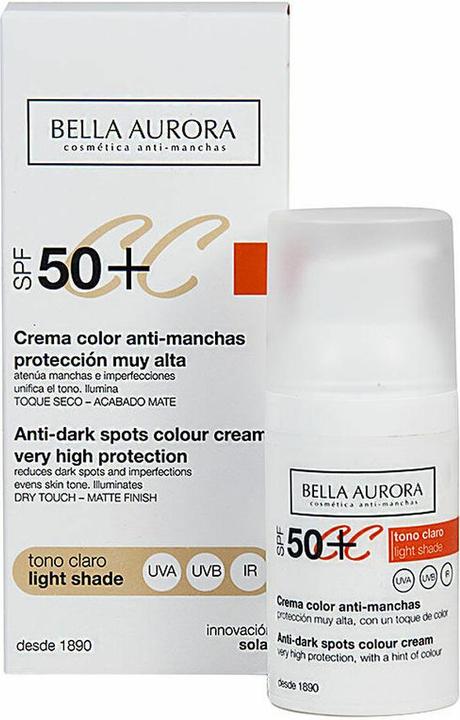 Bella Aurora CC CREAM anti-manchas tono claro SPF50+ 30 ml (Sonnencreme Gesicht, SPF 50+, 30 ml, 70 g)