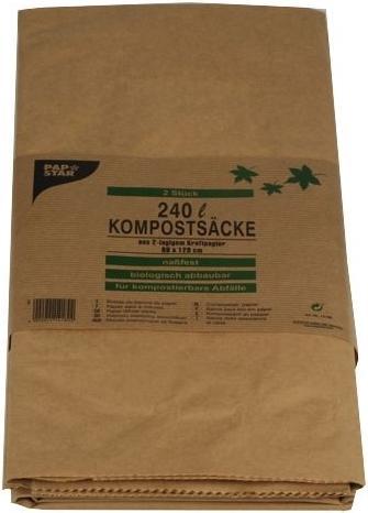 Actual product image Papstar Compost bags, brown, 240 litres, 2pcs. made of 2-ply kraft paper, thickness: 70 g/sqm, wet strength (2 x, 240 l)
