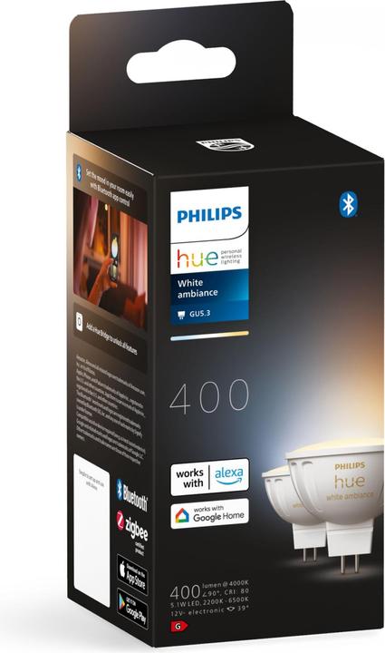 Produktbild Philips Hue White Ambiance (GU5.3, 5.10 W, 400 lm, 2 x, G)