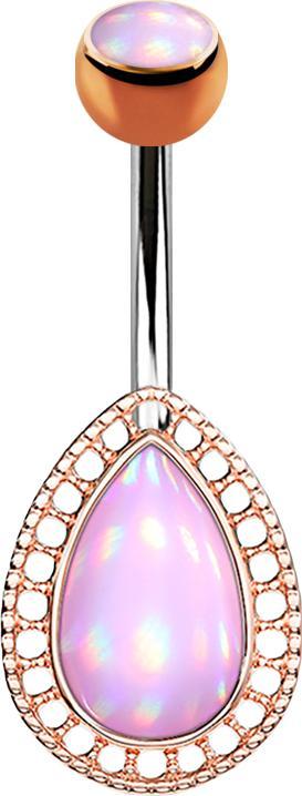 Star Piercing Banane rosegold Tropfen mit Epoxidstein pink (Messing, Chirurgenstahl 316L)
