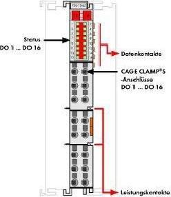 Image du produit Wago 16 canaux 750-1505 Borne de sortie numérique 24 V DC