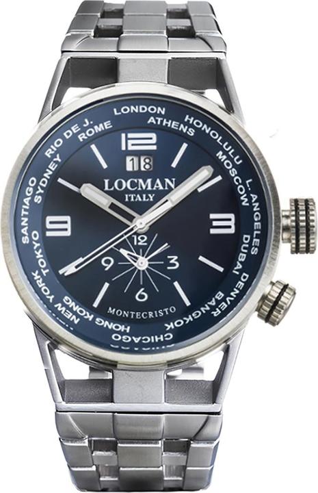Locman Italy Herrenuhr Montecristo World Dual Time blau 44 mm Ref. 0508A (Analoguhr, 44 mm)