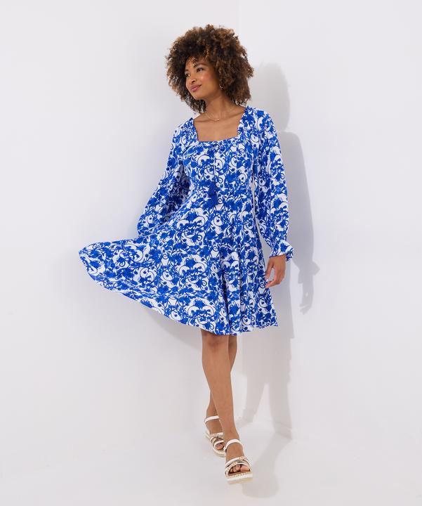 Actual product image Joe Browns Tasselled Grecian Floral Long Sleeve Mini Dress