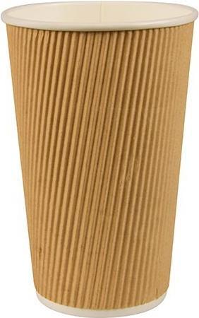Immagine prodotto Papstar Bicchiere di carta "pure" Ripple Wall, 0,4 l, beige in cartone scanalato con rivestimento in PLA (25 x)