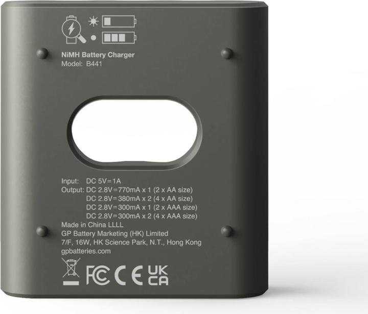 Productafbeelding GP Batteries Actie "Gratis oplader" USB model oplader GP B441 incl. 4x AA-. (4 Pcs., AA, 2100 mAh, Oplaadbare batterijen + lader)