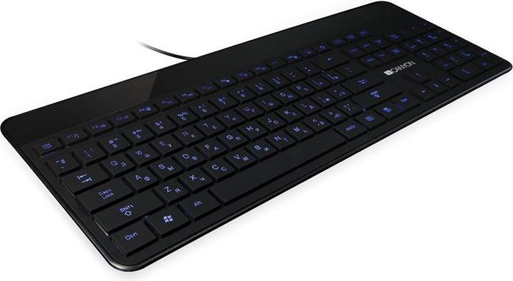 Produktbild Canyon Computertastatur Tastatur HKB-5 EN/RU LED Multimedia Slim Schwarz (107 Tasten)