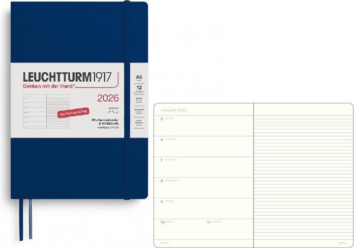 Produktbild Wochenkalender & Notizbuch Medium A5 Marine 2026 (Deutsch)