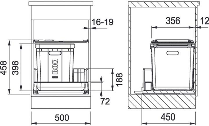 Actual product image Franke Waste disposal system -Sorter 350 series for BLUM / GRASS / HETTICH (40 l)