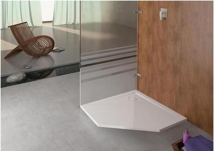 Hoesch Receveur de douche pentagonal MUNA ultra-plat 900x900x30mm blanc