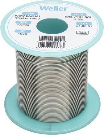 Actual product image Weller Erem Solder wire, 1.0mm, Sn96.5/Ag3/Cu0.5, 100g (Solder wire dispenser)