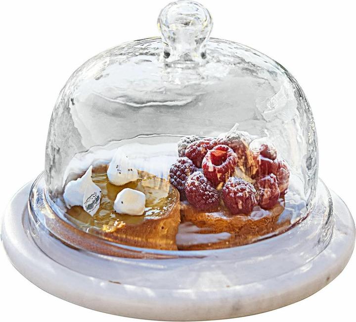 Produktbild Loberon Glasglocke mit Platte Barnsdale klar/weiss