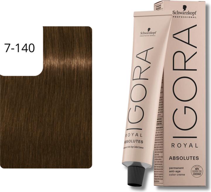 Actual product image Schwarzkopf Professional Igora Royal Absolutes S 7-140 Medium Blonde Cendré Beige Natural (Medium blonde, Beige)