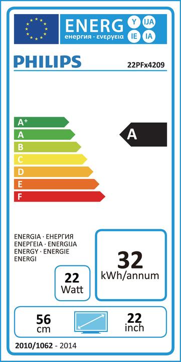 Energy Label Philips 22pfk4209 (22", Full HD)