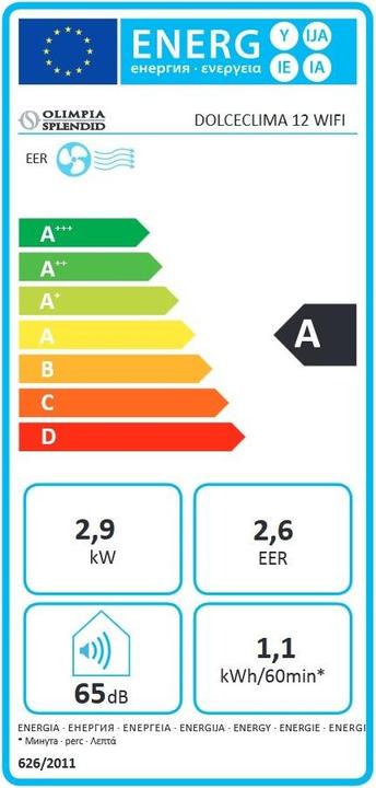Etichetta energetica Olimpia Splendid Dolceclima 12 (35 m², 9895.21 BTU/h)