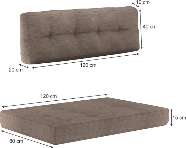 Actual product image Vicco Palettenkissen Set (120 x 40 x 20 cm, 120 x 80 x 15 cm)