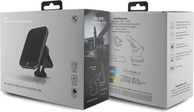 Produktbild BMW uchwyt indukcyjny BMMWCCDTPK 15W do szyby/do kratki czarny/black MagSafe Signature Edition